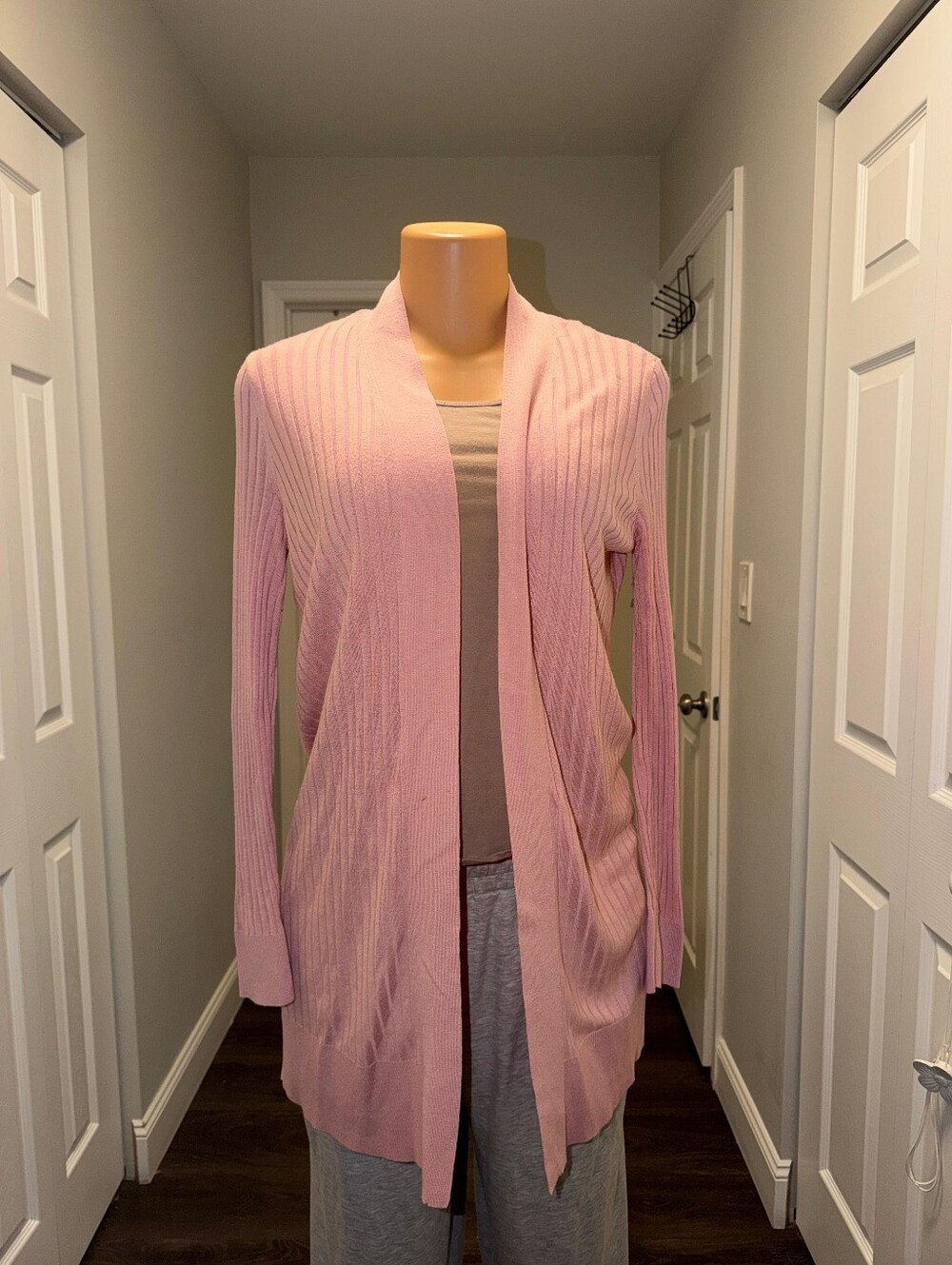 LOFT Women's Open-Front Pink Ribbed Cardigan Sweater SIZE M